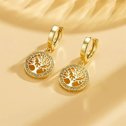 Tree of Life Golden Bright Earrings